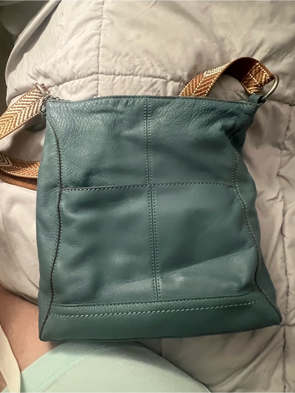 the sak Leather Crossbody Bag in Teal with Woven Strap - Picture 6 of 16